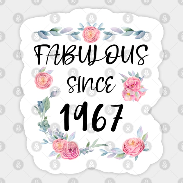 Women 54 Years Old Fabulous Since 1967 Flowers Sticker by artbypond